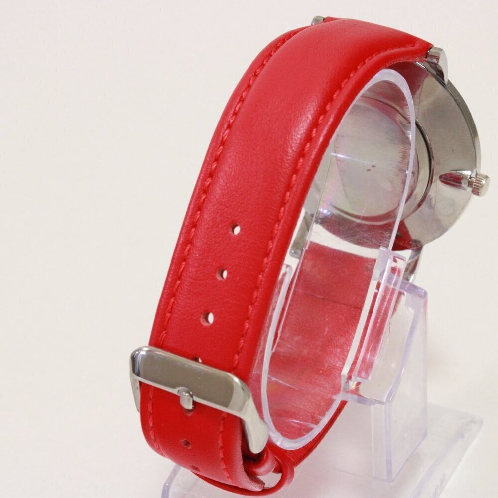 Men's Minimalist Fashion Watch Silver Case White Dial Red Strap 40mm - Picture 11 of 14